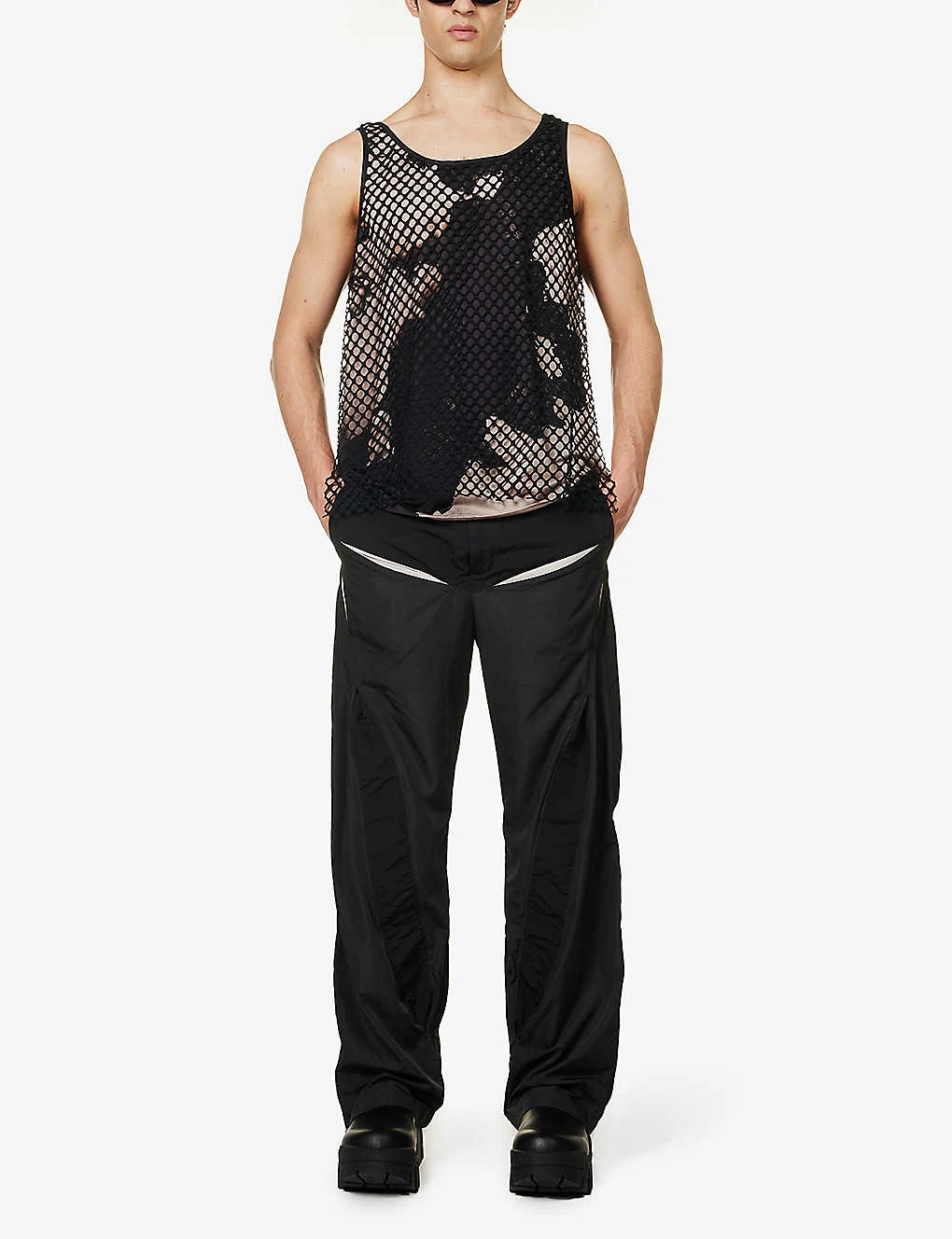 Incision Laser-cut Straight-leg Regular-fit Cotton-blend Trousers 2 Incision Laser-cut Straight-leg Regular-fit Cotton-blend Trousers - Image 2