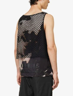 Technical Printed Mesh-overlay Relaxed-fit Stretch-woven Top 8 Technical Printed Mesh-overlay Relaxed-fit Stretch-woven Top -Outlet Daily Tops Store R04152316 BURNPRINT ALT03