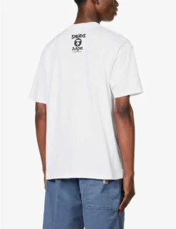 AAPE X The Smurfs Graphic-print Cotton-jersey T-shirt -Outlet Daily Tops Store R04152465 WHITE ALT03