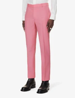 Alexander McQueen Tapered-leg Regular-fit Wool Cigarette Trousers 7 Alexander McQueen Tapered-leg Regular-fit Wool Cigarette Trousers -Outlet Daily Tops Store R04152979 PINK ALT02