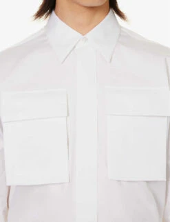 Alexander McQueen High Chest Flap-pocket Regular-fit Cotton-poplin Shirt -Outlet Daily Tops Store R04153548 WHITE ALT05