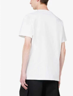Alexander McQueen Logo-embellished Chest-pocket Regular-fit Cotton-jersey T-shirt -Outlet Daily Tops Store R04153553 WHITE ALT03