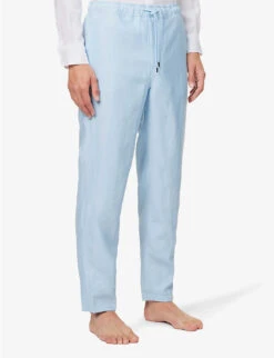 Relaxed-fit Straight-leg Linen Trousers -Outlet Daily Tops Store R04155308 BLUE ALT02