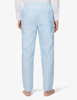 Relaxed-fit Straight-leg Linen Trousers -Outlet Daily Tops Store R04155308 BLUE ALT03