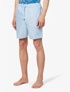 Sydney Drawstring Mid-rise Linen Shorts 6 Sydney Drawstring Mid-rise Linen Shorts -Outlet Daily Tops Store R04155310 BLUE ALT02