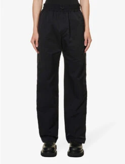 Bottega Veneta Tech Contrast-trim Straight-leg Relaxed-fit Shell Trousers -Outlet Daily Tops Store R04157972 BLACKPACIFIC ALT02