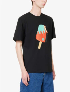 Popsicle Graphic-print Cotton-jersey T-shirt 7 Popsicle Graphic-print Cotton-jersey T-shirt -Outlet Daily Tops Store R04158120 BLACK ALT02