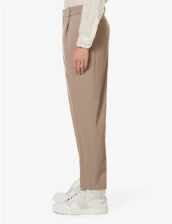 Acne Studios Porter Pleated Pressed-crease Tapered-leg Regular-fit Woven Trousers -Outlet Daily Tops Store R04158767 MUDGREY ALT02