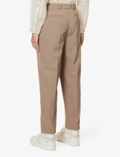 Acne Studios Porter Pleated Pressed-crease Tapered-leg Regular-fit Woven Trousers -Outlet Daily Tops Store R04158767 MUDGREY ALT03