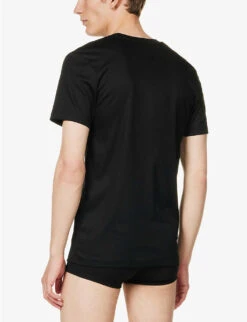Business Class Crew-neck Cotton-jersey T-shirt -Outlet Daily Tops Store R04160560 BLACK ALT03