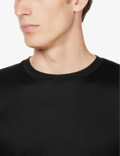 Business Class Crew-neck Cotton-jersey T-shirt -Outlet Daily Tops Store R04160560 BLACK ALT04