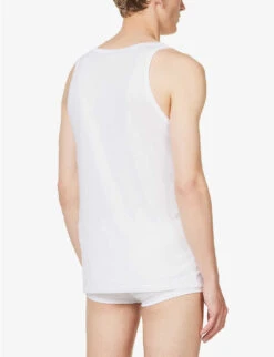 Business Class V-neck Cotton-jersey Vest -Outlet Daily Tops Store R04160561 WHITE ALT03