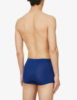 HANRO Logo-patch Stretch-woven Boxer Briefs -Outlet Daily Tops Store R04160665 SPACEBLUE ALT02