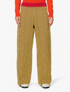 Marni Geometric-print Relaxed-fit High-rise Woven-knit Trousers -Outlet Daily Tops Store R04162787 MAIZE ALT02