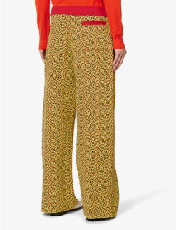 Marni Geometric-print Relaxed-fit High-rise Woven-knit Trousers -Outlet Daily Tops Store R04162787 MAIZE ALT03