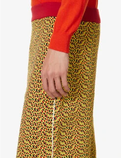 Marni Geometric-print Relaxed-fit High-rise Woven-knit Trousers -Outlet Daily Tops Store R04162787 MAIZE ALT04