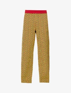 Marni Geometric-print Relaxed-fit High-rise Woven-knit Trousers