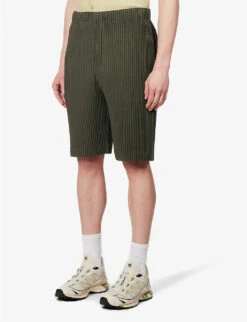 Pleated Dropped-crotch Regular-fit Knitted Shorts -Outlet Daily Tops Store R04163779 DEEPKHAKI ALT02