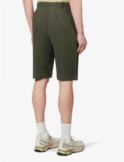 Pleated Dropped-crotch Regular-fit Knitted Shorts -Outlet Daily Tops Store R04163779 DEEPKHAKI ALT03