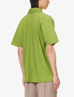 Pleated Relaxed-fit Knitted Polo Shirt 8 Pleated Relaxed-fit Knitted Polo Shirt -Outlet Daily Tops Store R04163791 LEAFGREEN ALT03