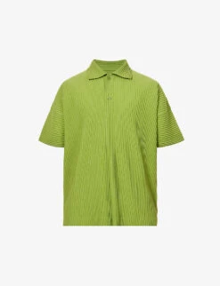 Pleated Relaxed-fit Knitted Polo Shirt