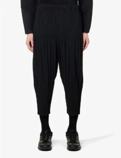 Dropped-crotch Pleated Relaxed-fit Knitted Trousers 7 Dropped-crotch Pleated Relaxed-fit Knitted Trousers -Outlet Daily Tops Store R04163799 BLACK ALT02