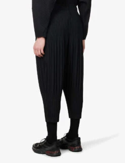 Dropped-crotch Pleated Relaxed-fit Knitted Trousers 8 Dropped-crotch Pleated Relaxed-fit Knitted Trousers -Outlet Daily Tops Store R04163799 BLACK ALT03