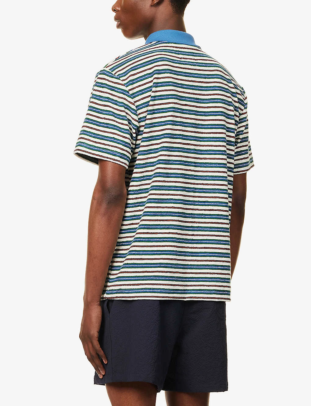 Space Striped Contrast-trim Regular-fit Cotton-blend Polo Shirt 4 Space Striped Contrast-trim Regular-fit Cotton-blend Polo Shirt - Image 4