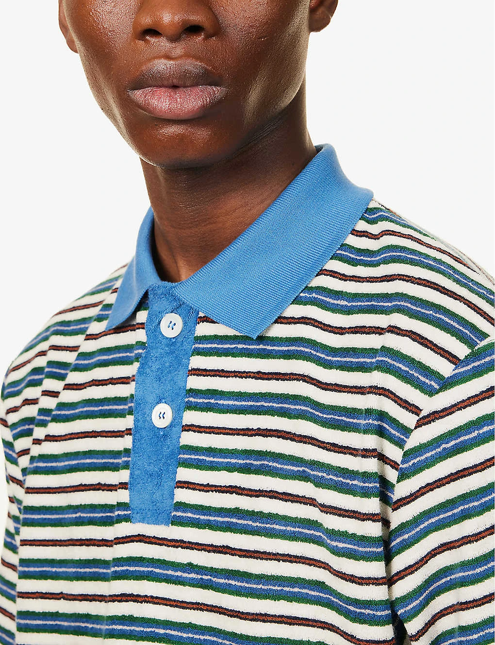 Space Striped Contrast-trim Regular-fit Cotton-blend Polo Shirt 5 Space Striped Contrast-trim Regular-fit Cotton-blend Polo Shirt - Image 5