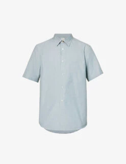 PAUL SMITH Short-sleeved Geometric-print Relaxed-fit Cotton-poplin Shirt