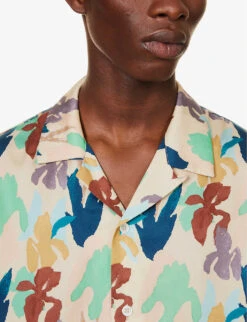 PAUL SMITH Graphic-print Camp-collar Regular-fit Woven Shirt 9 PAUL SMITH Graphic-print Camp-collar Regular-fit Woven Shirt -Outlet Daily Tops Store R04165124 SAND ALT04