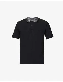 Missoni Striped-collar Logo-embroidered Cotton-piqué Polo Shirt