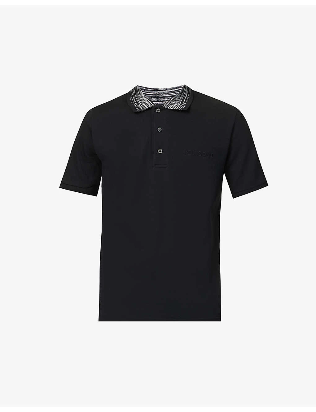 Missoni Striped-collar Logo-embroidered Cotton-piqué Polo Shirt 1 Missoni Striped-collar Logo-embroidered Cotton-piqué Polo Shirt