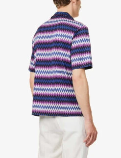 Missoni Zigzag-print Relaxed-fit Cotton-jersey Shirt 8 Missoni Zigzag-print Relaxed-fit Cotton-jersey Shirt -Outlet Daily Tops Store R04165480 BLACKBLUEPURPLEWHITE ALT03