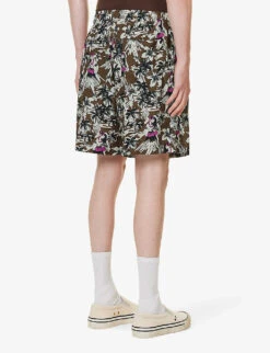 Palm Angels Hula Cargo Graphic-print Crepe Shorts -Outlet Daily Tops Store R04166056 BEIGEBUTTER ALT03