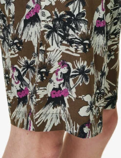 Palm Angels Hula Cargo Graphic-print Crepe Shorts -Outlet Daily Tops Store R04166056 BEIGEBUTTER ALT04