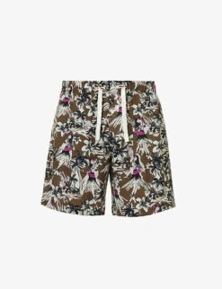 Palm Angels Hula Cargo Graphic-print Crepe Shorts