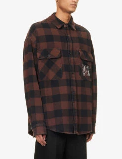 Palm Angels Mono Brand-motif Oversized-fit Cotton Shirt 7 Palm Angels Mono Brand-motif Oversized-fit Cotton Shirt -Outlet Daily Tops Store R04166063 BLACKOFFWHITE ALT02