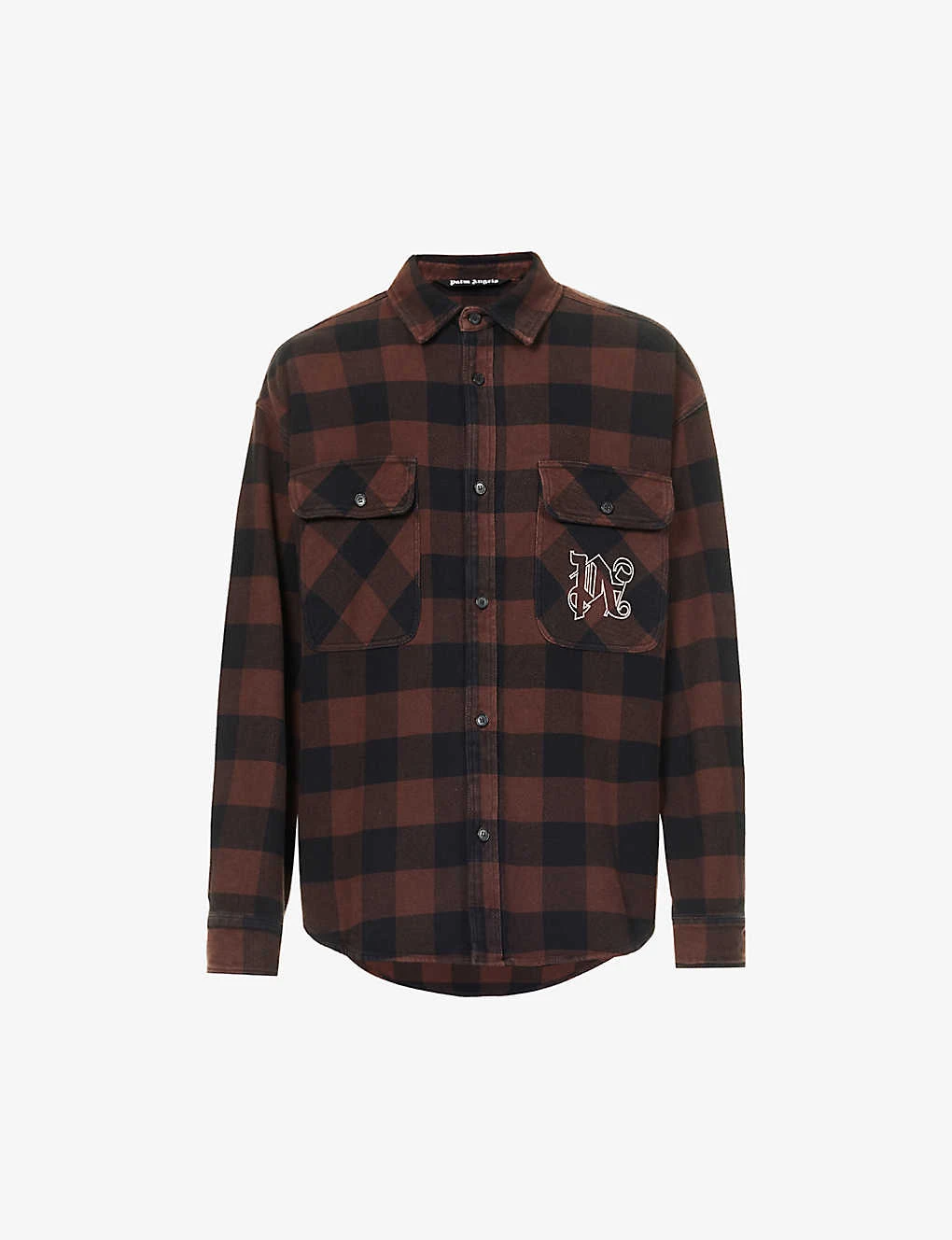 Palm Angels Mono Brand-motif Oversized-fit Cotton Shirt 1 Palm Angels Mono Brand-motif Oversized-fit Cotton Shirt