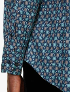 Etro Graphic-print Stretch-cotton Shirt -Outlet Daily Tops Store R04166241 BLUE ALT04