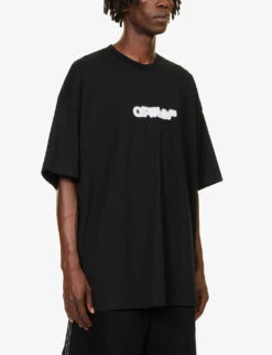 Blurred-logo Relaxed-fit Cotton-jersey T-shirt 7 Blurred-logo Relaxed-fit Cotton-jersey T-shirt -Outlet Daily Tops Store R04167138 BLACK ALT02