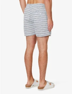 Geometric-print Drawstring-waistband Recycled-polyester Swim Shorts -Outlet Daily Tops Store R04167459 BLUECOTTONWHITE ALT03