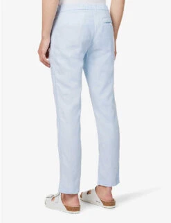 Drawstring-waistband Regular-fit Linen And Cotton-blend Trousers -Outlet Daily Tops Store R04167465 PALEBLUE ALT03