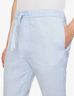 Drawstring-waistband Regular-fit Linen And Cotton-blend Trousers -Outlet Daily Tops Store R04167465 PALEBLUE ALT04