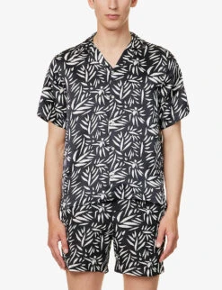 Abstract-print Regular-fit Silk Shirt 7 Abstract-print Regular-fit Silk Shirt -Outlet Daily Tops Store R04167476 BLACKCOTTONWHITE ALT02