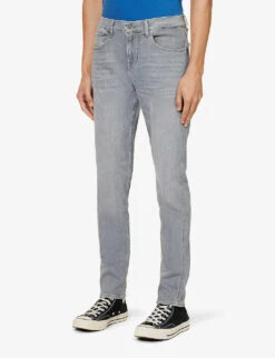 7 For All Mankind Stretch Tek Brand-patch Slim-fit Stretch-denim Jeans 9 7 For All Mankind Stretch Tek Brand-patch Slim-fit Stretch-denim Jeans -Outlet Daily Tops Store R04167699 GREY ALT02
