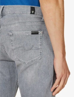 7 For All Mankind Stretch Tek Brand-patch Slim-fit Stretch-denim Jeans 12 7 For All Mankind Stretch Tek Brand-patch Slim-fit Stretch-denim Jeans -Outlet Daily Tops Store R04167699 GREY ALT05