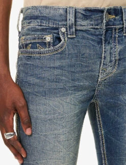 True Religion Rocco Faded-wash Brand-embroidered Skinny Stretch-cotton Jeans 11 True Religion Rocco Faded-wash Brand-embroidered Skinny Stretch-cotton Jeans -Outlet Daily Tops Store R04168104 MINERDARKDARKWASH ALT04