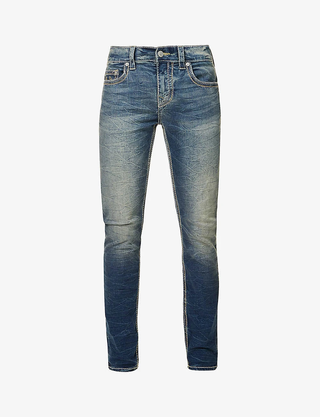 True Religion Rocco Faded-wash Brand-embroidered Skinny Stretch-cotton Jeans 1 True Religion Rocco Faded-wash Brand-embroidered Skinny Stretch-cotton Jeans