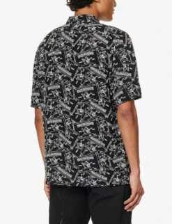 True Religion Label-print Camp-collar Regular-fit Rayon Shirt 8 True Religion Label-print Camp-collar Regular-fit Rayon Shirt -Outlet Daily Tops Store R04168113 JETBLACK ALT03
